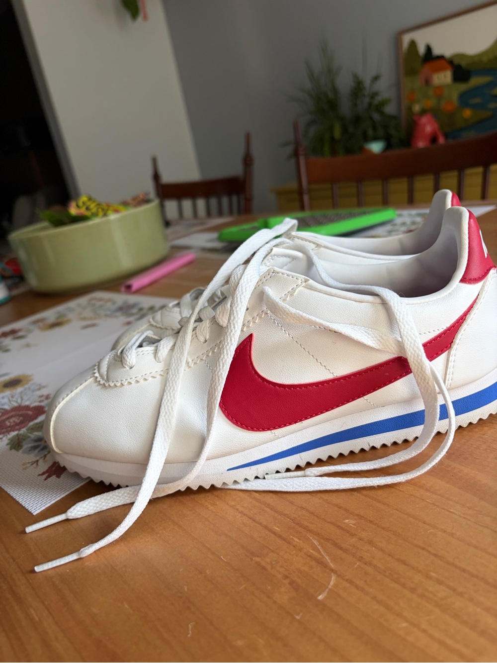 Nike Women's Cortez Sneakers with Red Swoosh - Picture 4 of 7